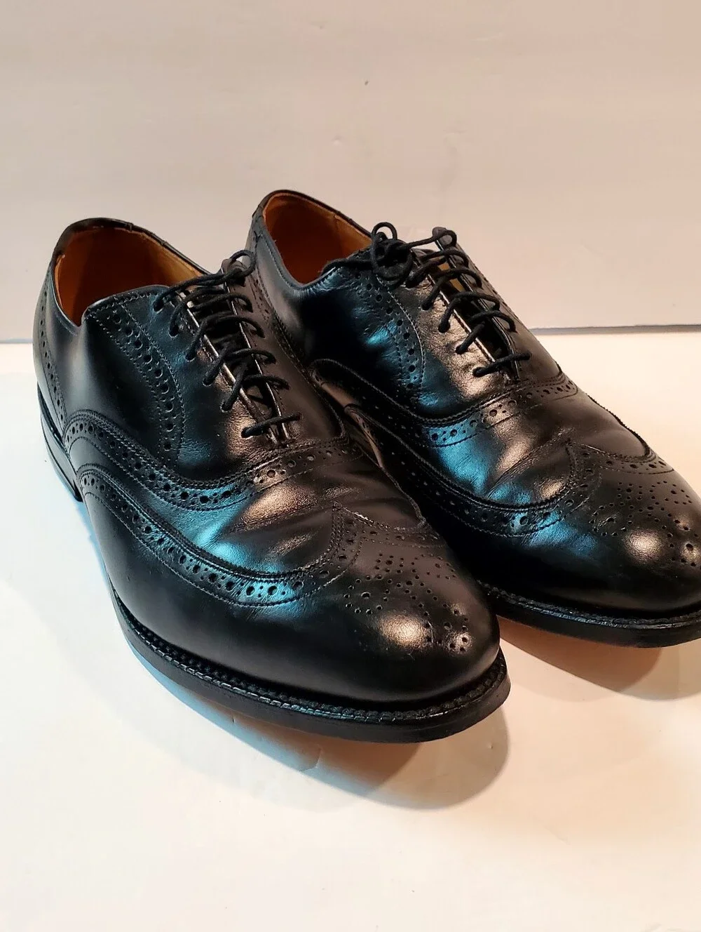Allen Edmonds Black Leather Wingtip Oxford Dress Shoes Size 10.5 D
